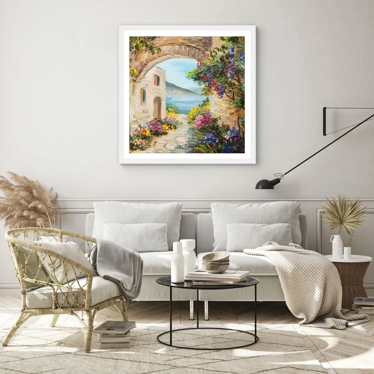 Poszter fekete keretben - Egy tengerparti vidék varázsa - 40x40 cm