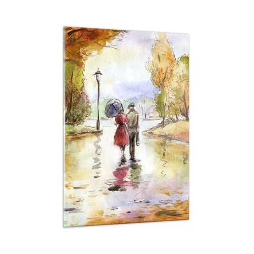 Üveg kép - Romantikus ősz a parkban - 50x70 cm