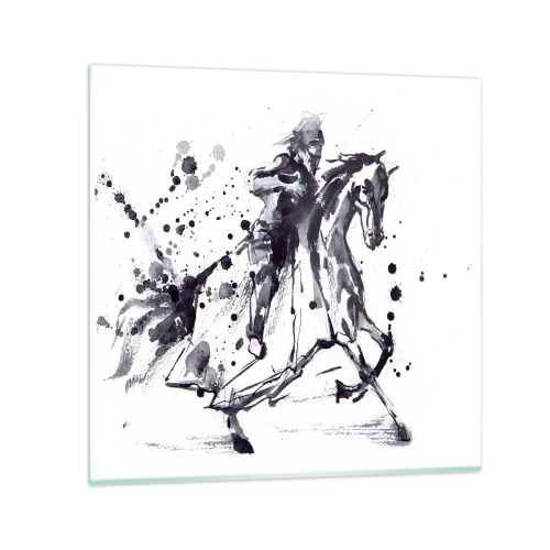 Üveg kép - Fekete lovag - 60x60 cm