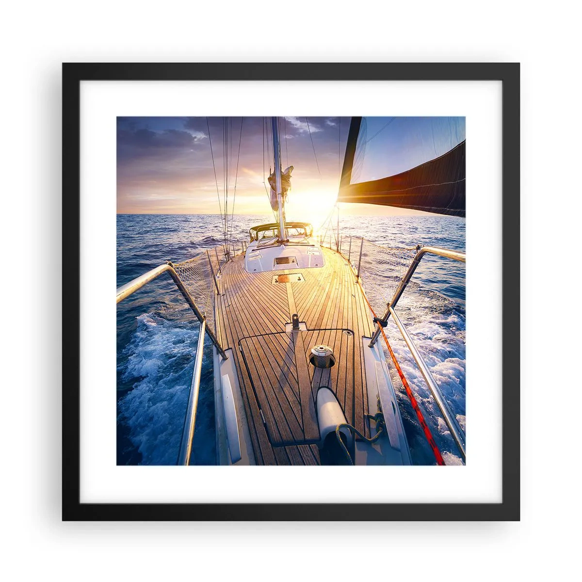 Poszter fehér keretben - Futás a hullámokon - 40x40 cm