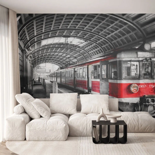 Fotótapéta Premium Sand - Talán egy életre szóló utazás? - Személyvonat, Vasútállomás, Felület - 350x256 cm