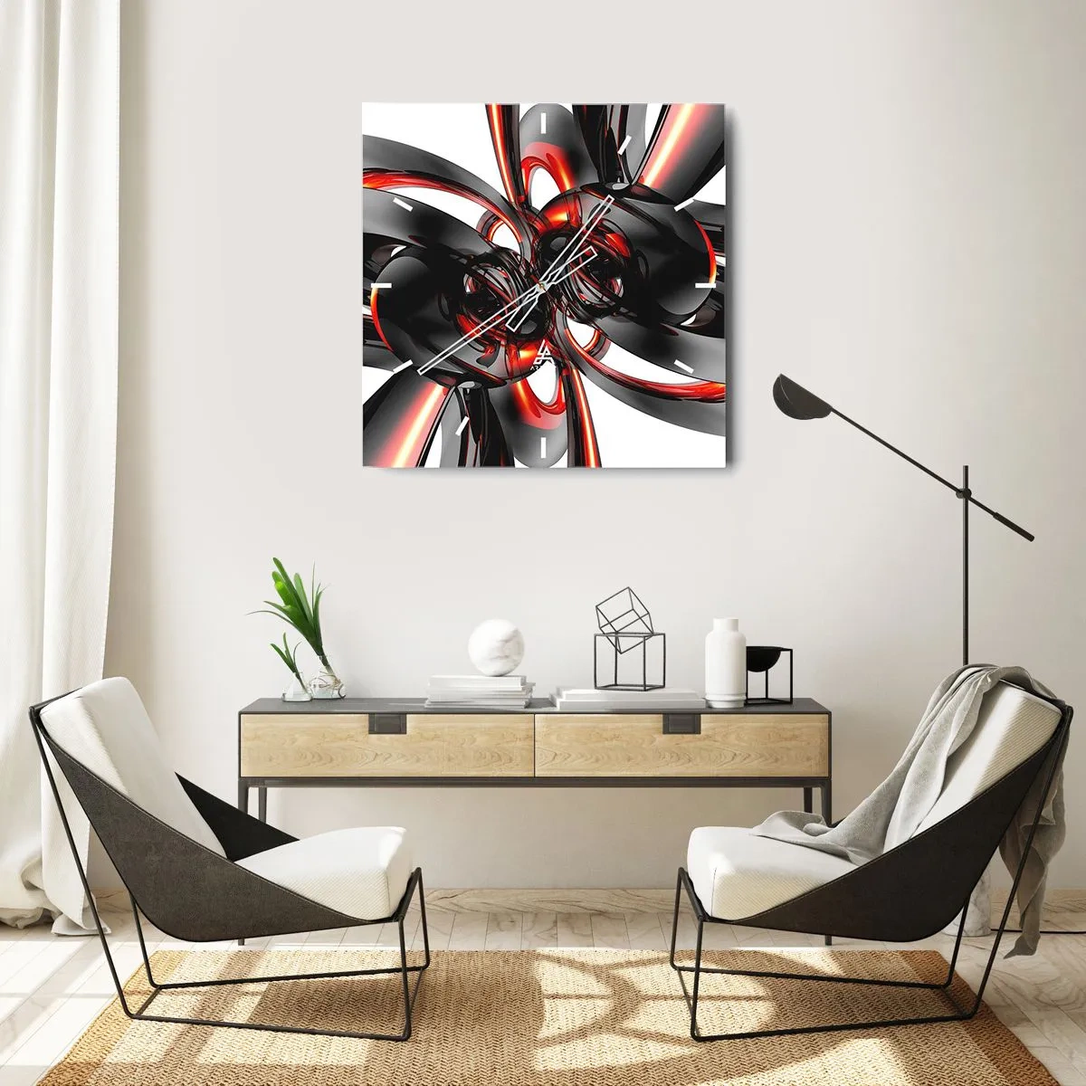 Falióra, Óra - Mozgás grafitban és vörösben - 30x30 cm