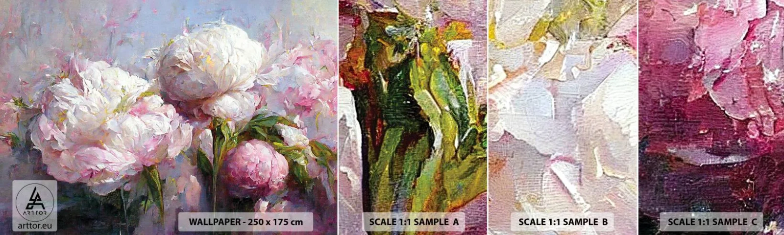 Fotótapéta Minta Standard Eco - Egy csokor, mely csordultig van élettel - Virágok, Pünkösdi rózsa, Klasszicizmus - 100x30 cm