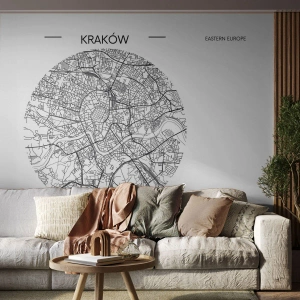 Fotótapéta Premium Sand - Krakkó anatómiája - Térkép, Krakkó, Lengyelország - 100x70 cm