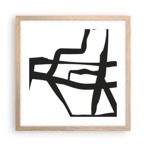 Poszter világos tölgy keretben - Fekete-fehér konstrukció - 40x40 cm