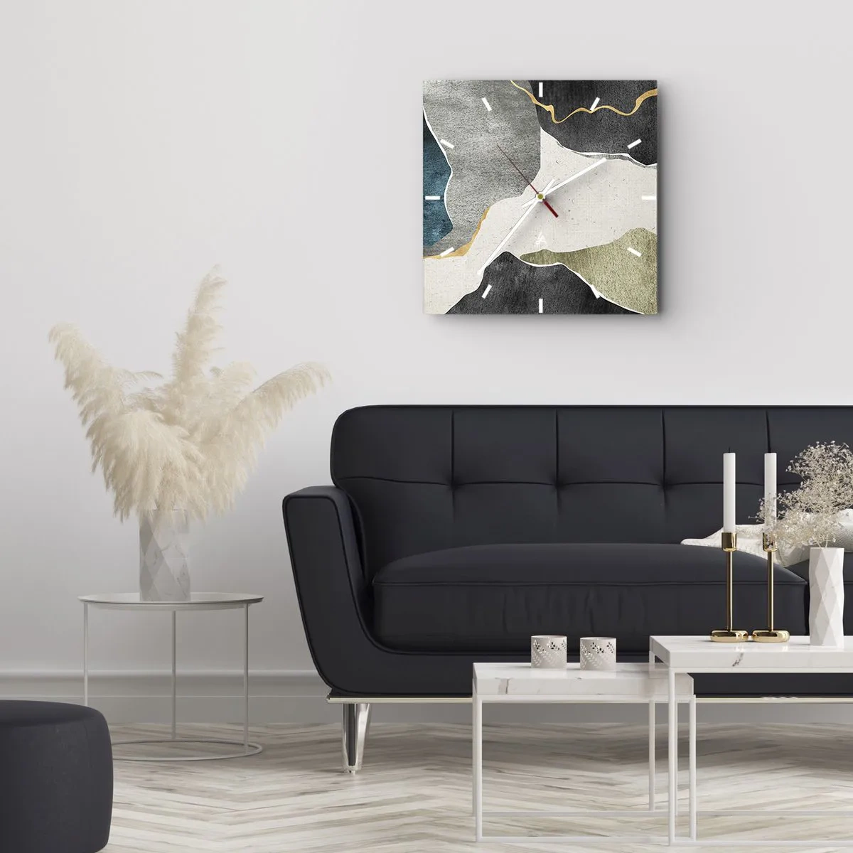 Falióra, Óra - Mozaik kompozíció aranyszállal - 40x40 cm