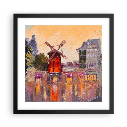 Poszter fehér keretben - Párizsi ikonok - Moulin Rouge - 40x40 cm