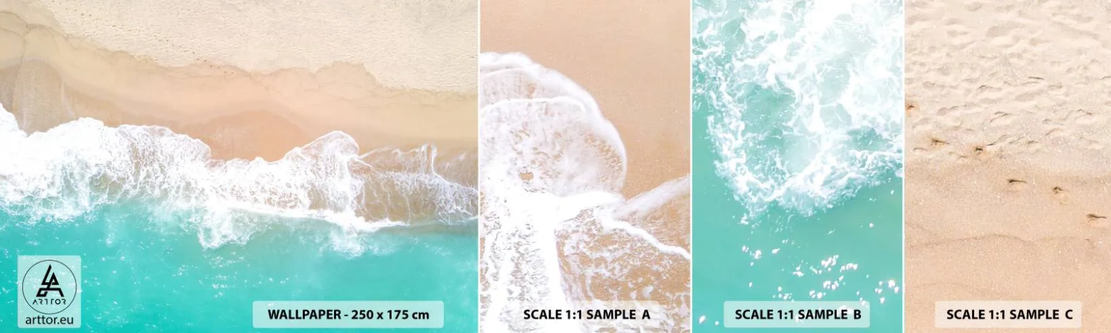 Fotótapéta Minta Öntapadós Deluxe Sticker - Simogató érintés - Tájkép, Tengeri hullám, Strand - 100x30 cm