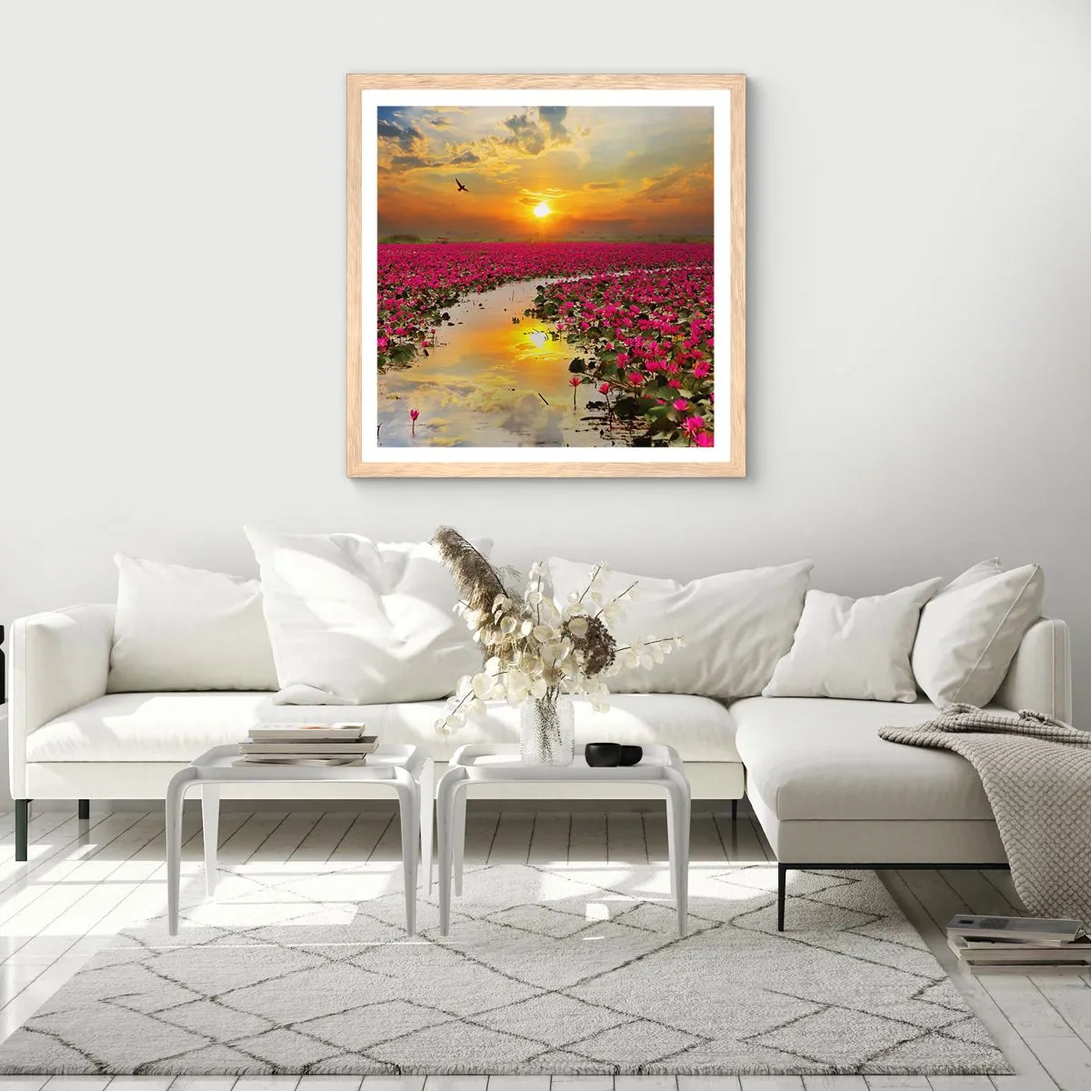 Poszter világos tölgy keretben - A tó titokzatos élete - 40x40 cm