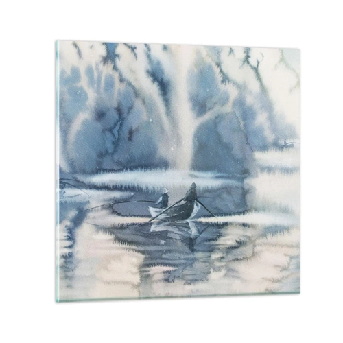 Üveg kép - Horgászok a paradicsomukban - 70x70 cm