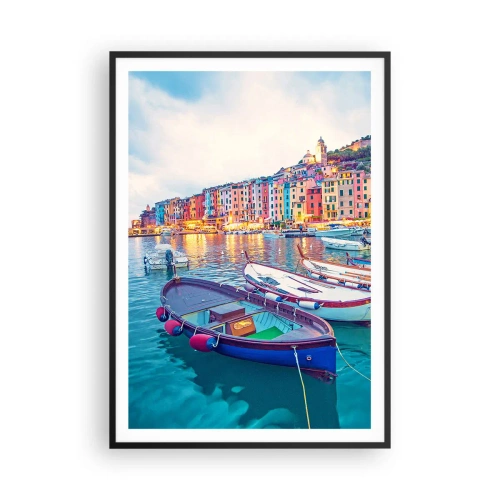 Poszter fehér keretben - Színes este a kikötőben - 70x100 cm