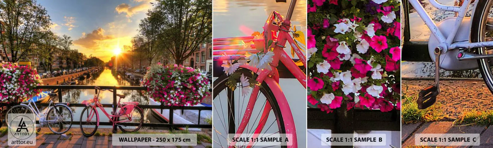 Fotótapéta Minta Standard Eco - Tavaszi reggel Amszterdamban - Város, Amszterdam, Építészet - 100x30 cm