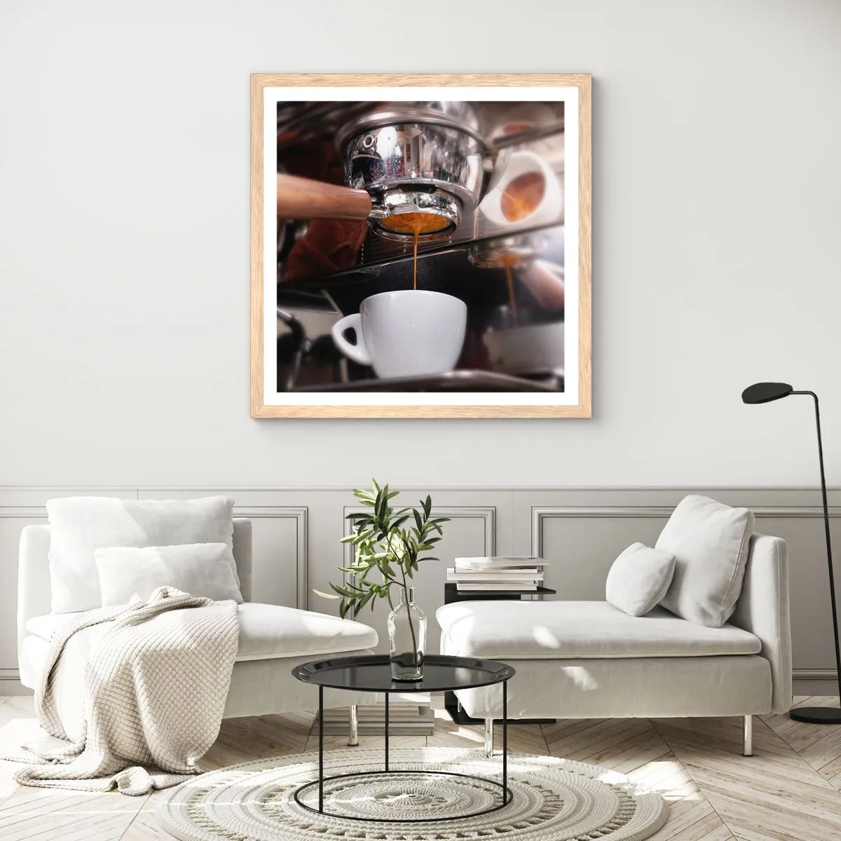 Poszter világos tölgy keretben - A nap egy jó pillanata - 60x60 cm