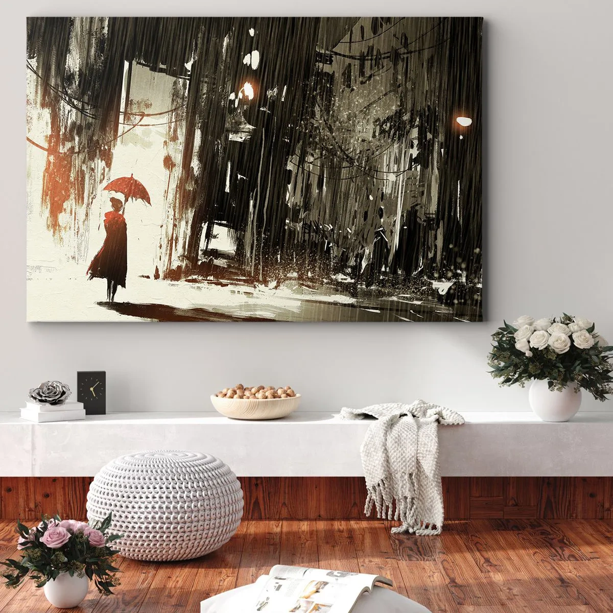 Vászonkép - A vörös esernyő költészete - 100x70 cm