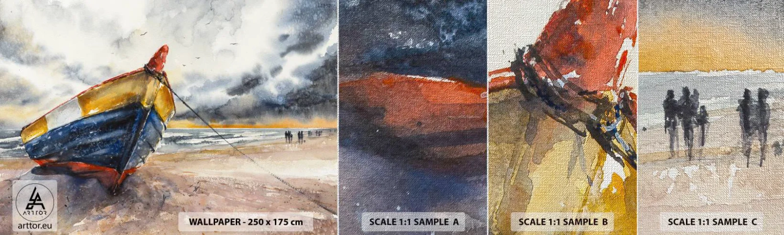 Fotótapéta Minta Premium Canvas - Pihenés a parton - Tájkép, Hajó, Tengerpart - 100x30 cm