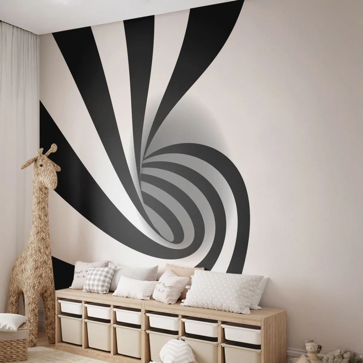 Fotótapéta Premium Sand - És mégis forog - Absztrakció, Grafika, Fekete és fehér - 100x70 cm