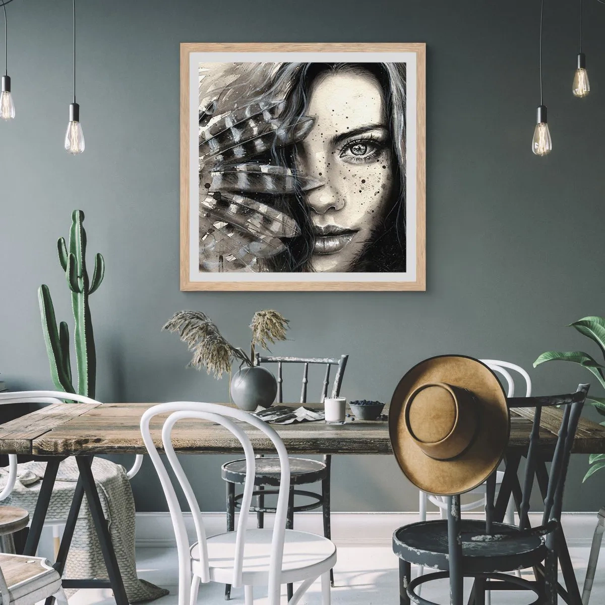 Poszter világos tölgy keretben - Vad gyönyör - 40x40 cm