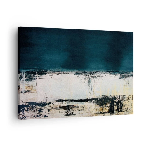 Vászonkép - Absztrakt vízszintes kompozíció sötétkék és fehér árnyalatokban - 70x50cm - Vízszintes kompozíció - Modern fali dekoráció nappalihoz és hálószobához ARTTOR