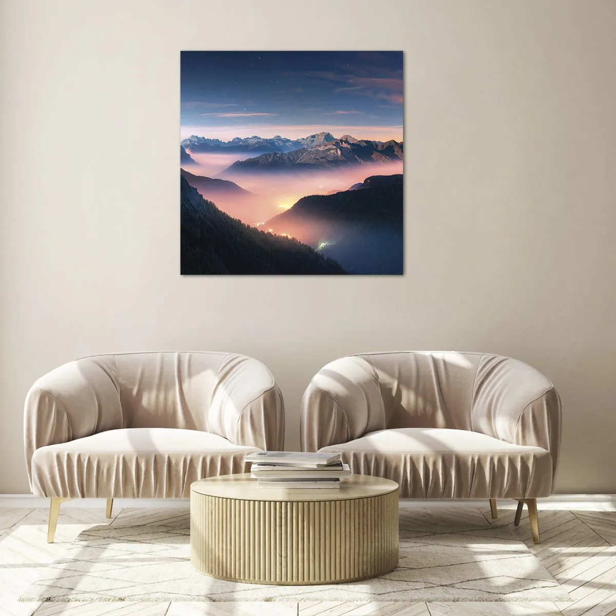 Üveg kép - Fény a völgyekben - 70x70 cm