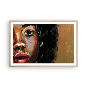 Poszter világos tölgy keretben - Fekete és fény - 91x61 cm