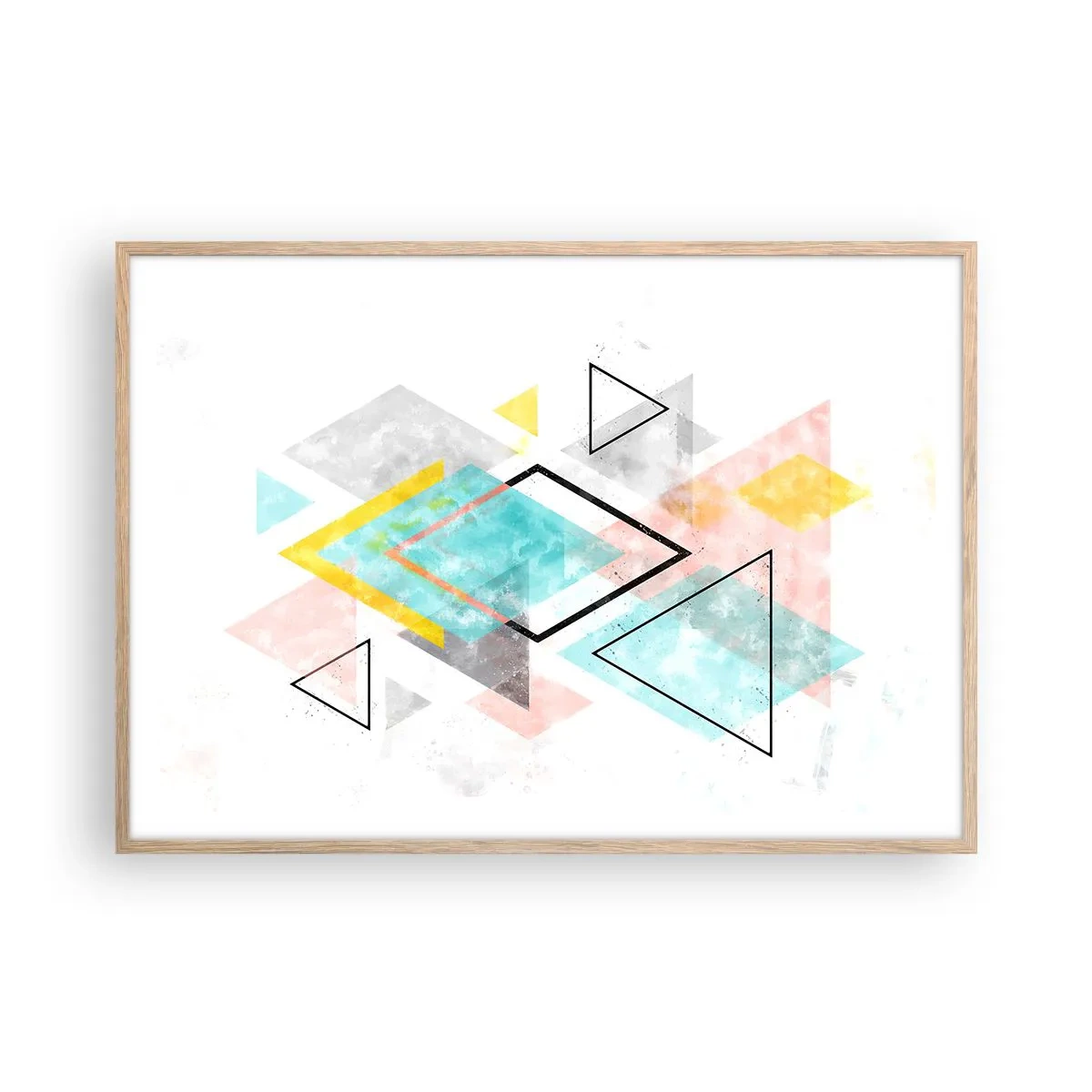 Poszter világos tölgy keretben - Geometriai játék - 100x70 cm