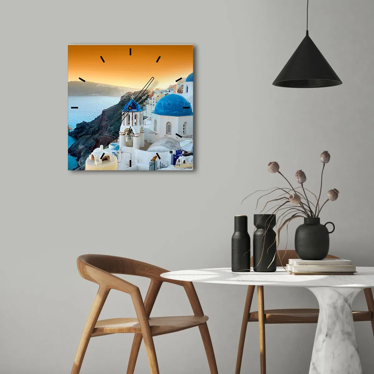 Falióra, Óra - Santorini – rásimulva a sziklákra - 40x40 cm