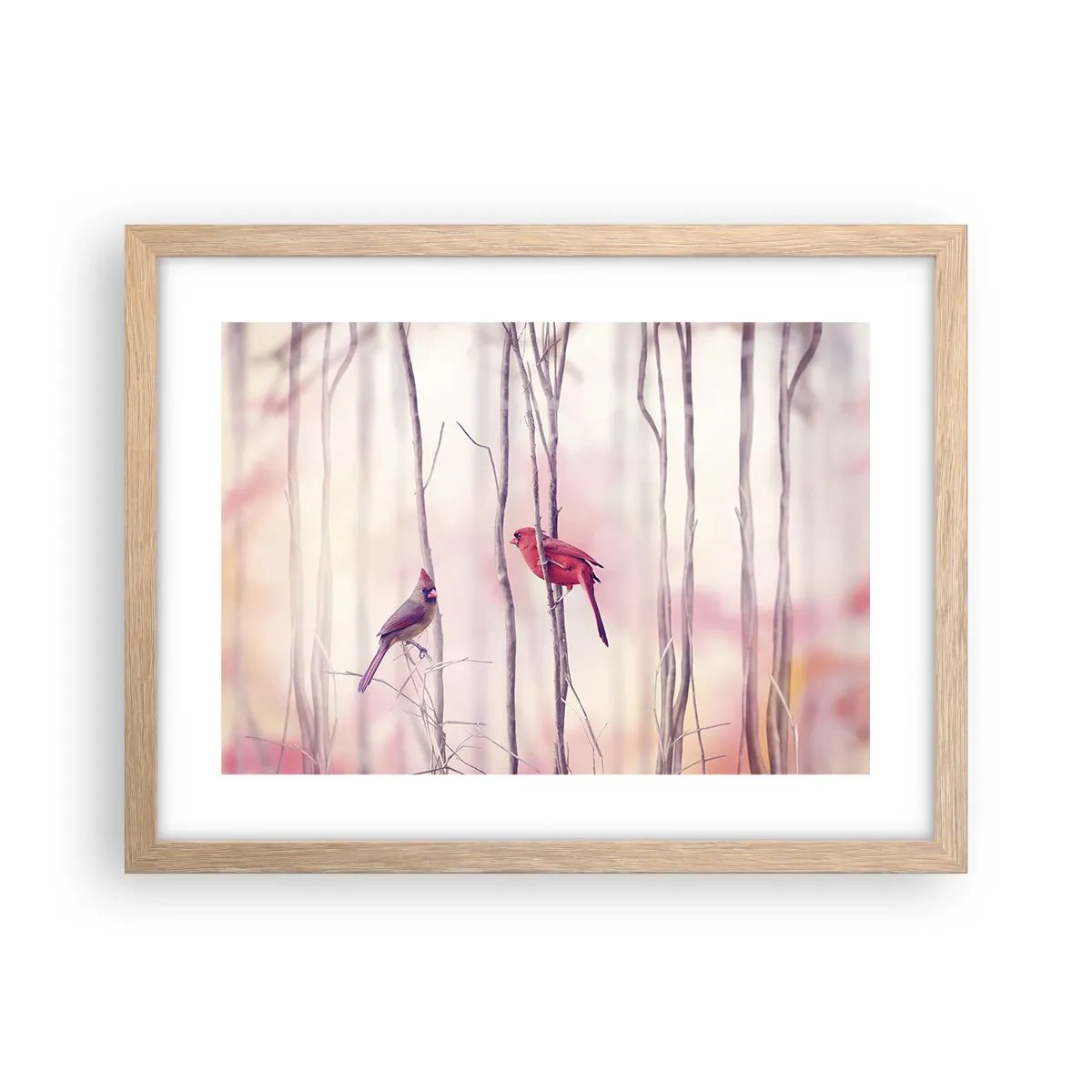 Poszter világos tölgy keretben - Rózsaszín erdő története - 40x30 cm