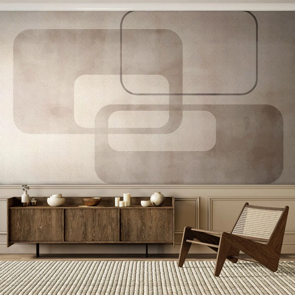 Fotótapéta Premium Sand - Geometrikus fúga - Alakzatok, Minimalizmus, Fényes - 100x70 cm