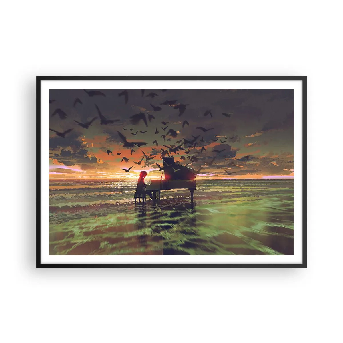 Poszter fehér keretben - Koncert zongorára és a hullámokra - 100x70 cm
