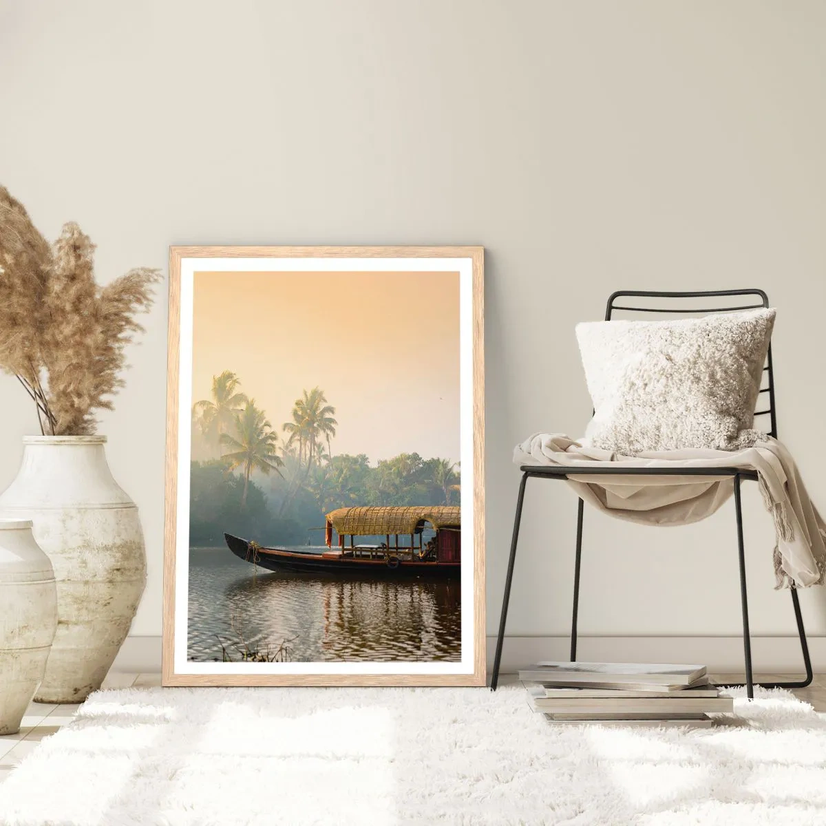 Poszter világos tölgy keretben - Ház a folyón - 50x70 cm