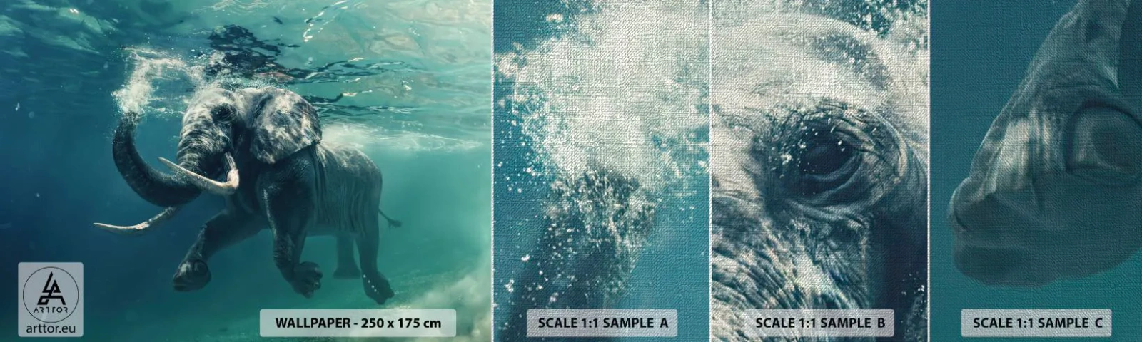 Fotótapéta Minta Premium Canvas - Mindenki szeret úszni - Absztrakció, Elefánt, Darab - 100x30 cm