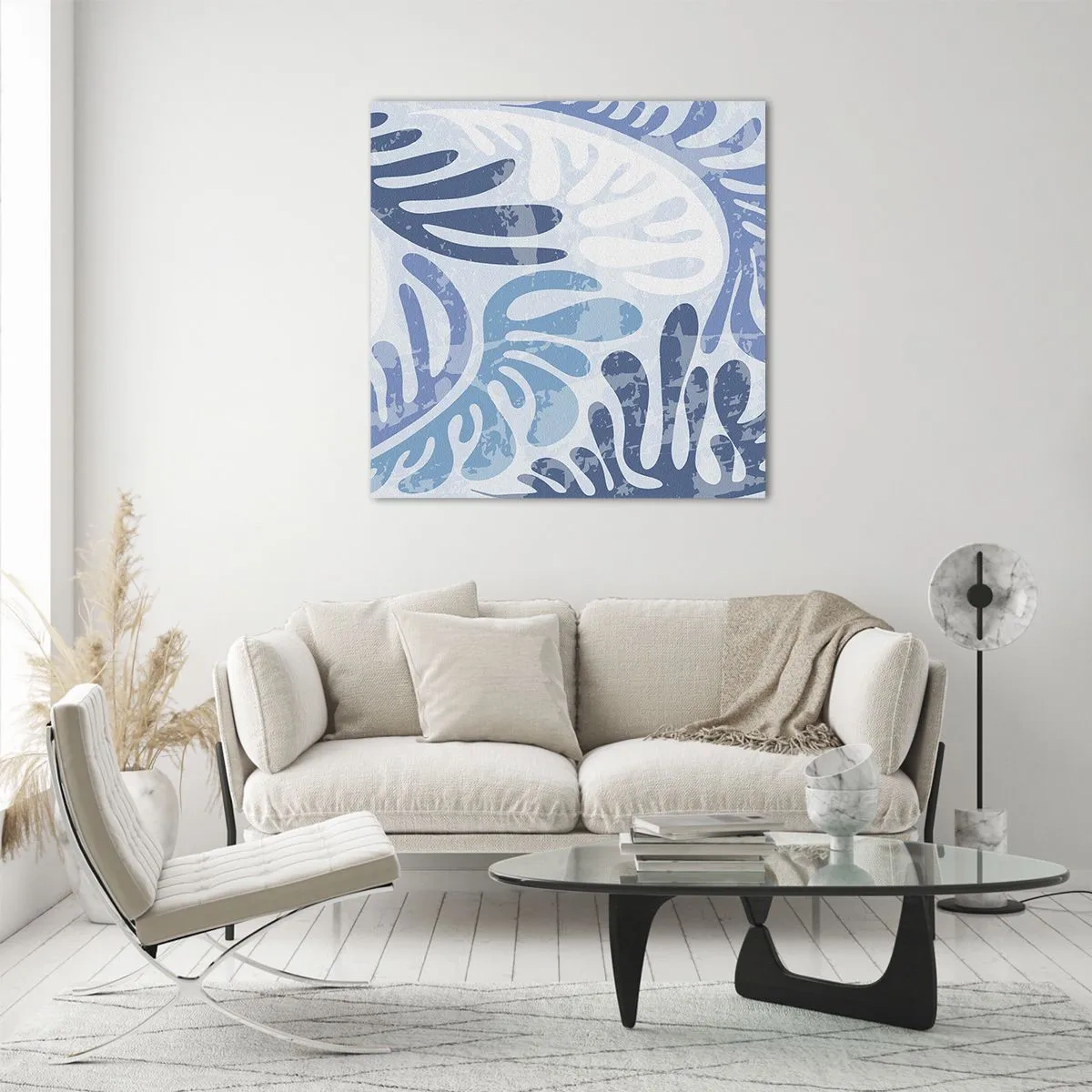 Üveg kép - Kék páfrányok - 60x60 cm