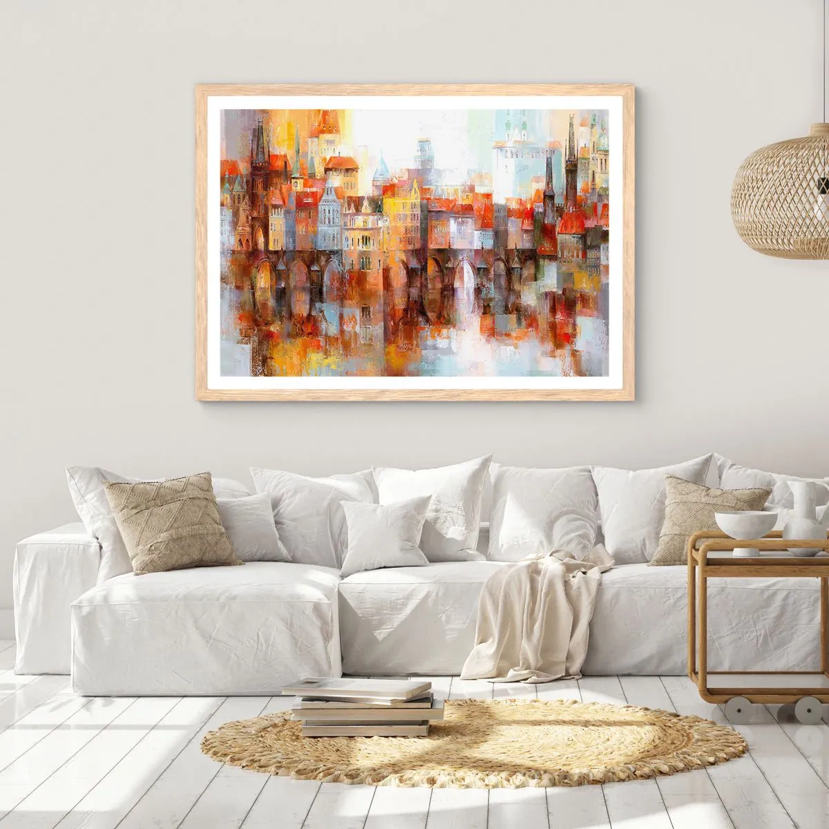 Poszter világos tölgy keretben - A híd alatt is gyönyörű - 70x50 cm