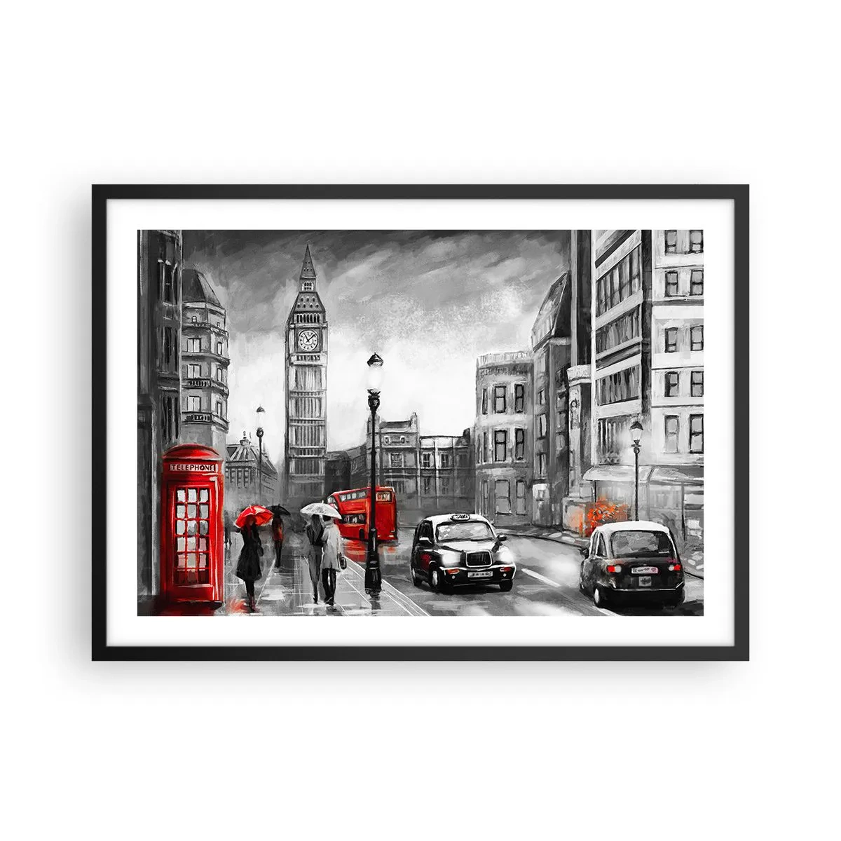 Poszter fehér keretben - Egyáltalán nem szürke város - 70x50 cm