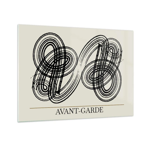 Üveg kép - Fekete avantgárd hurkok és vonalak világos háttéren - 70x50cm - Spontán jött ki - Modern fali dekoráció nappalihoz és hálószobához ARTTOR