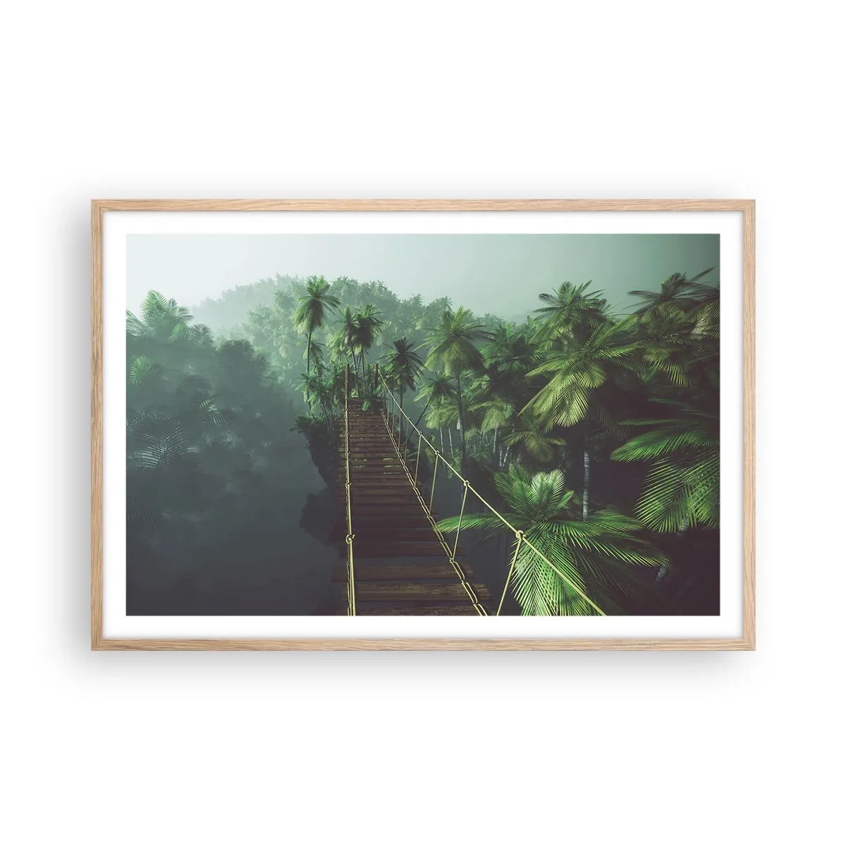 Poszter világos tölgy keretben - A zöldellő hullámok felett - 91x61 cm