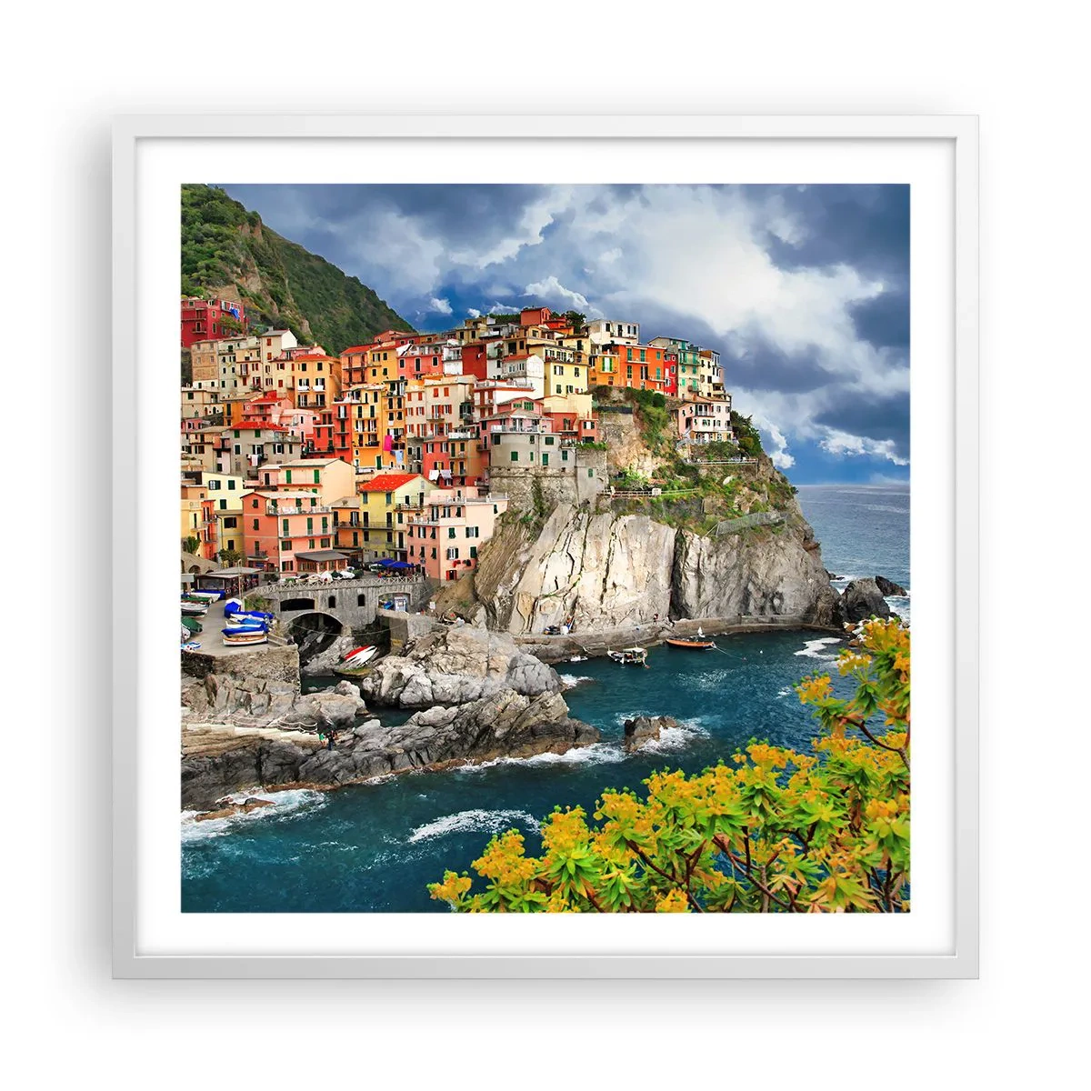 Poszter fekete keretben - Egy csoport a sziklákra simulva - 60x60 cm