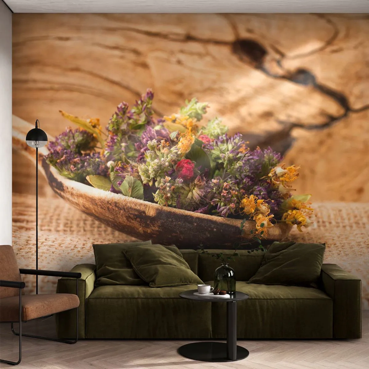 Fotótapéta Premium Canvas - Színes virágok és illatos gyógynövények - Természet, Szárított gyógynövények, Konyha - 150x105 cm