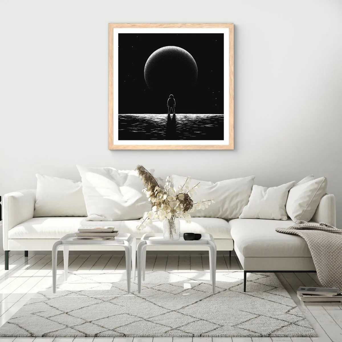 Poszter világos tölgy keretben - Szemtől szemben - 60x60 cm