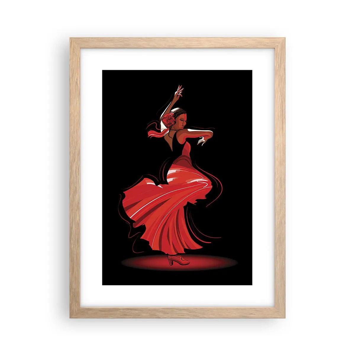 Poszter világos tölgy keretben - A flamenco tüzes szelleme - 30x40 cm