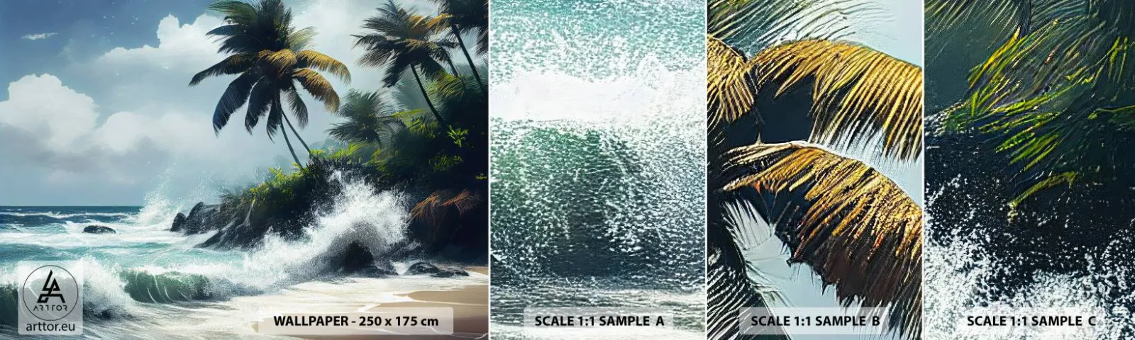 Fotótapéta Minta Öntapadós Deluxe Sticker - Egy trópusi parton - Strand, Tropikus, Tenyér - 100x30 cm