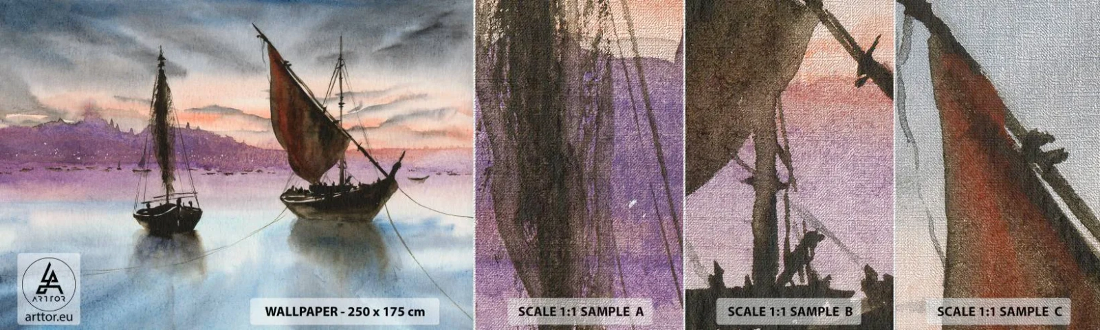 Fotótapéta Minta Premium Canvas - Este a kikötőben - Vitorlások, Tengerpart, Tájkép - 100x30 cm