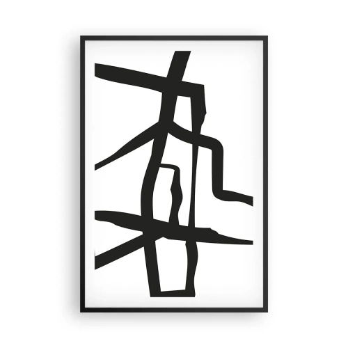 Poszter fehér keretben - Fekete-fehér konstrukció - 61x91 cm