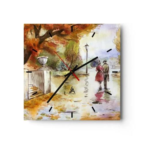 Falióra, Óra - Romantikus ősz a parkban - 30x30 cm