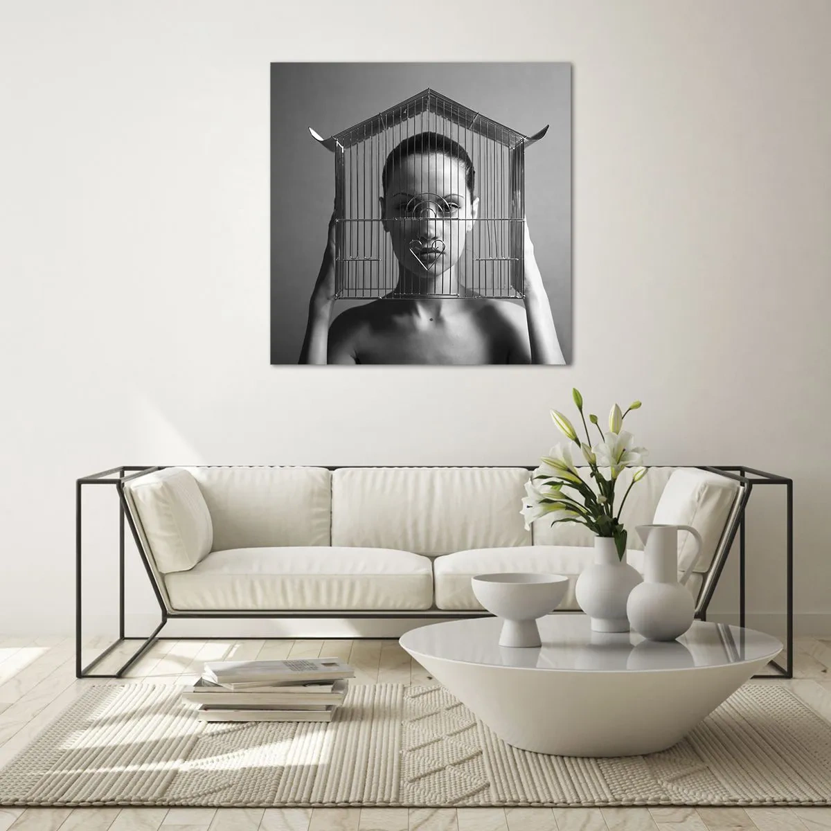 Üveg kép - Kissé szürreális portré - 70x70 cm