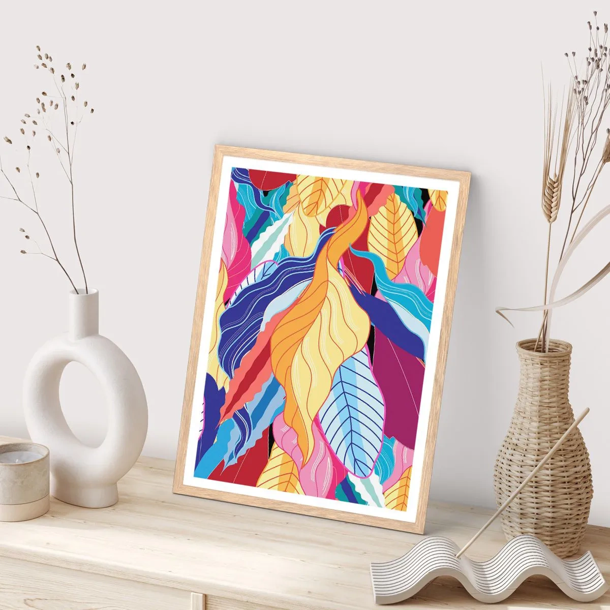 Poszter világos tölgy keretben - Színes rendetlenség - 30x40 cm
