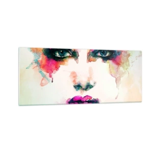 Üveg kép - Szivárvánnyal festett portré - 100x40 cm
