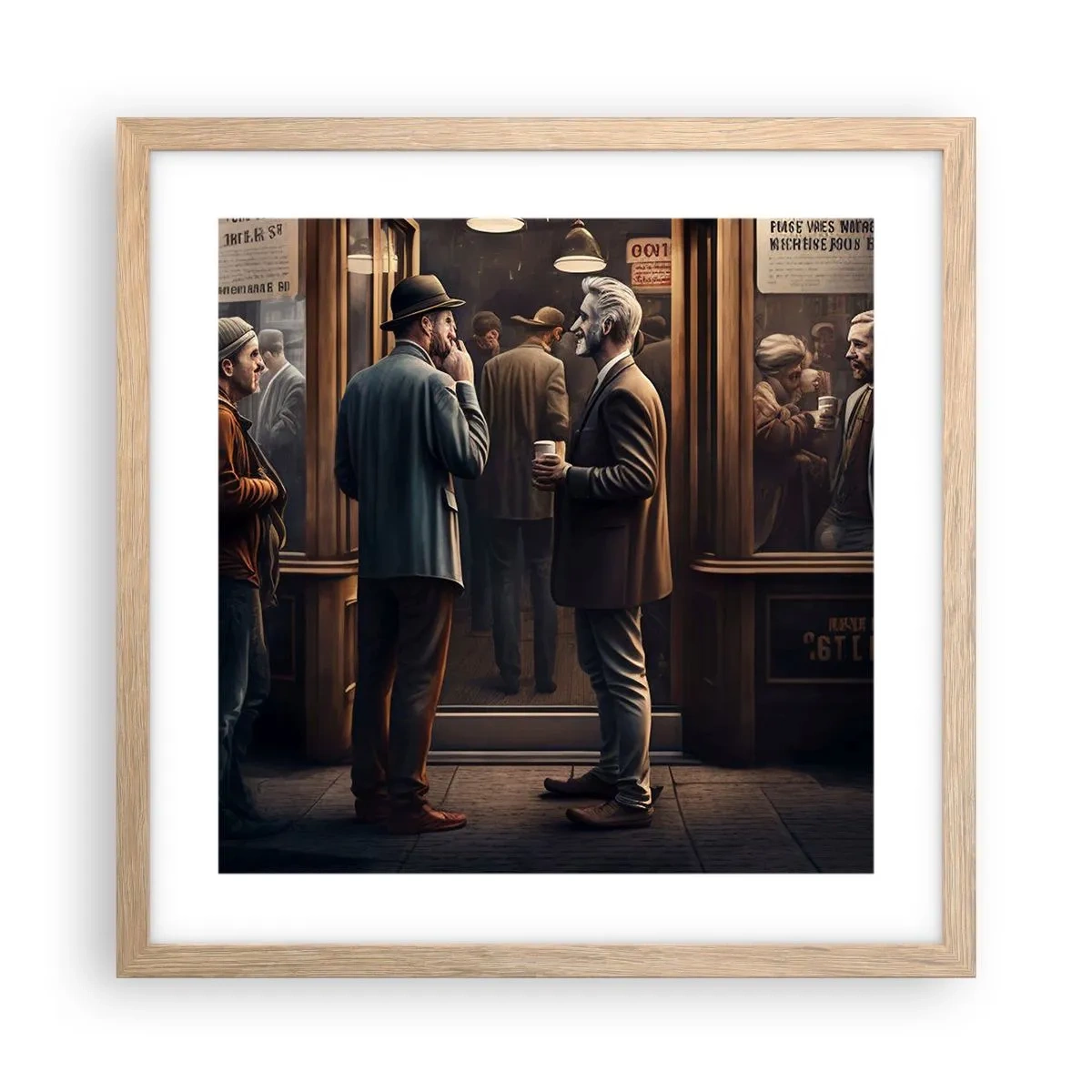 Poszter világos tölgy keretben - A nap egy jó pillanata - 40x40 cm