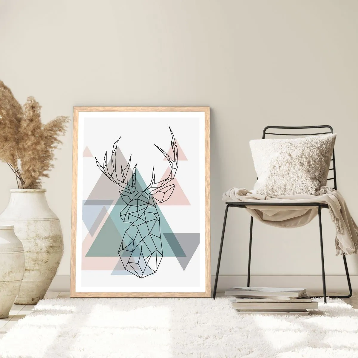 Poszter világos tölgy keretben - Egy geometrikus erdőben - 50x70 cm