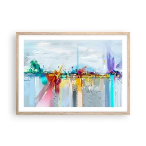 Poszter világos tölgy keretben - Az öröm hídja az élet folyóján - 70x50 cm